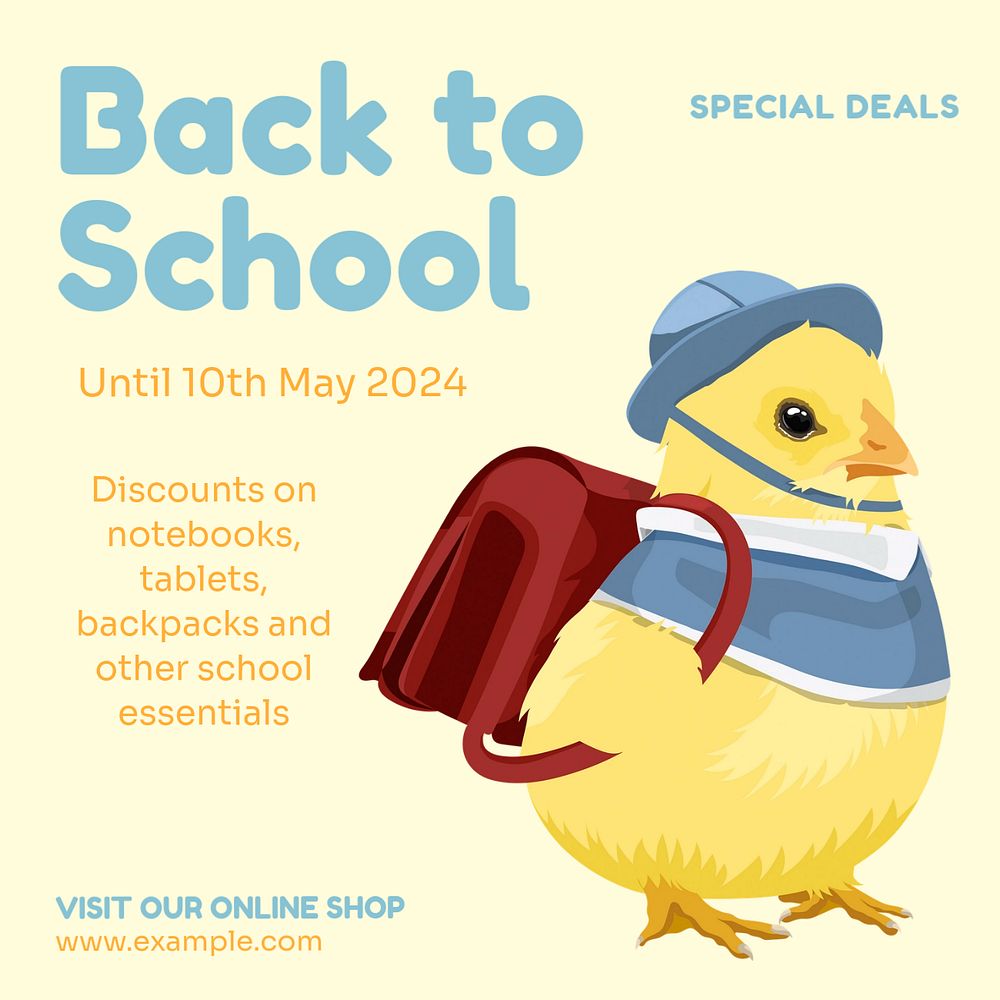 Back to school sale Instagram post template, editable text