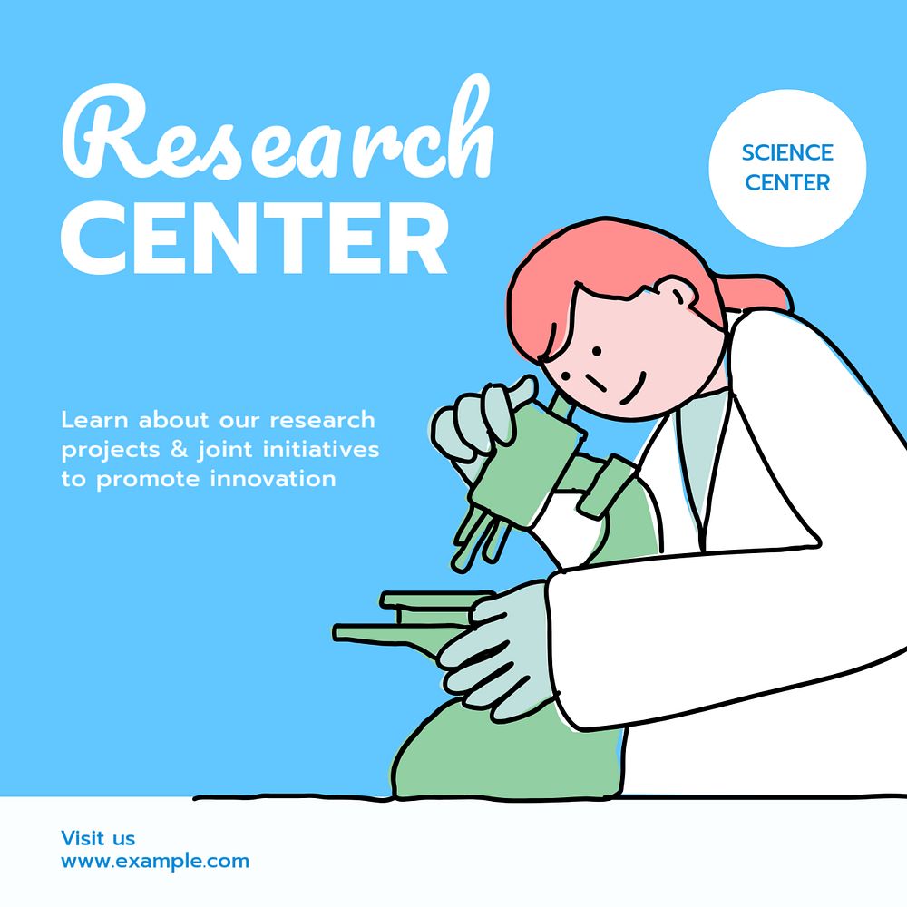 Research center Instagram post template, editable text