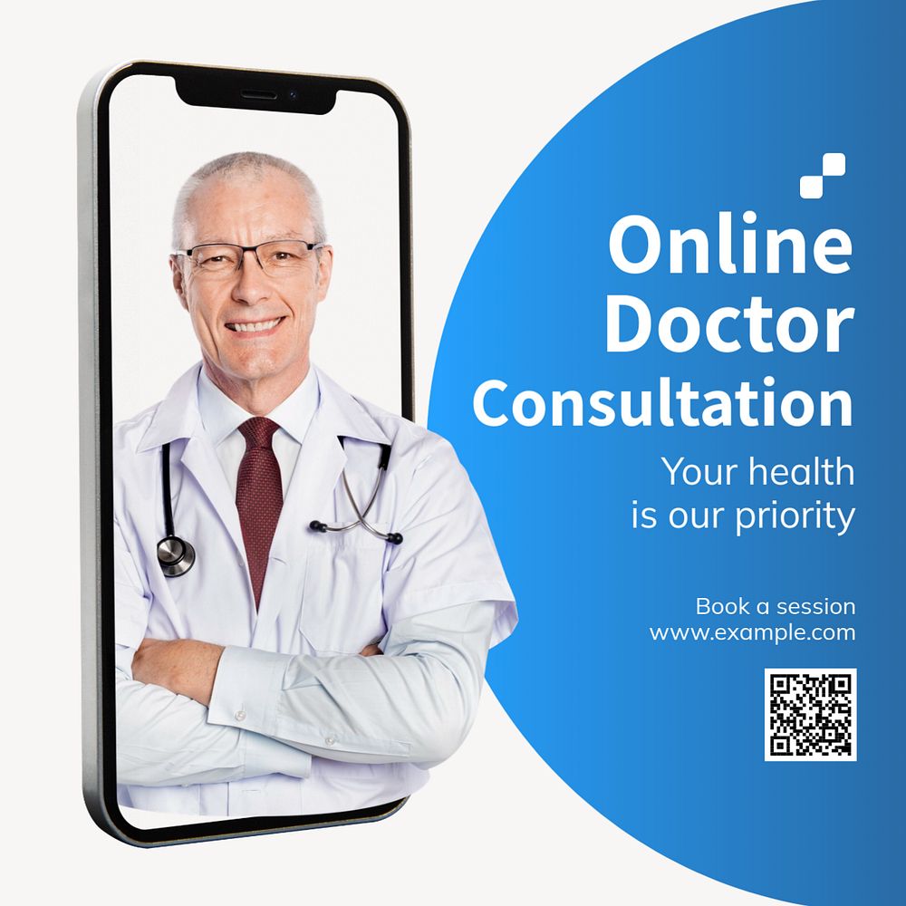 Online doctor Instagram post template, editable text