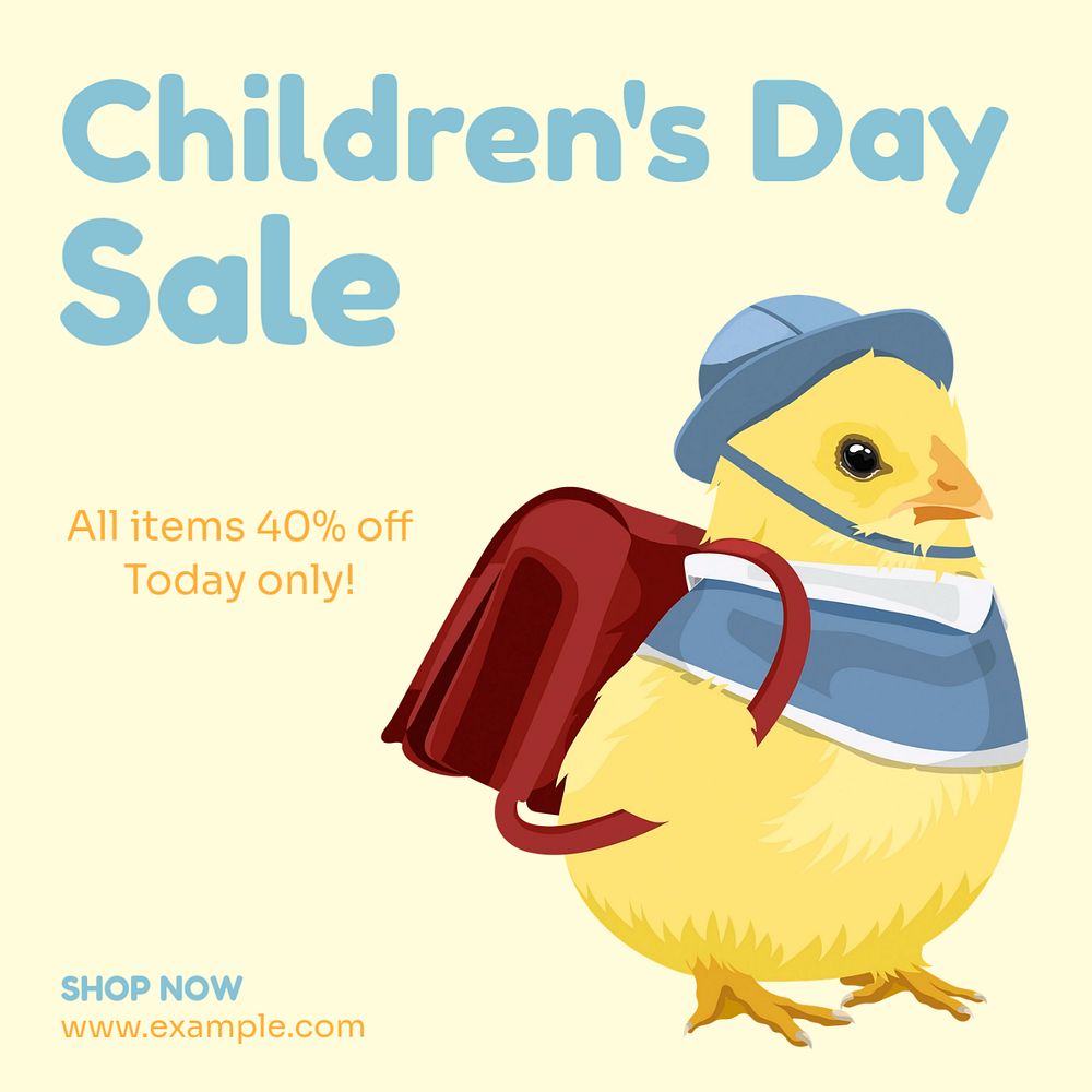 Children's day sale Instagram post template, editable text