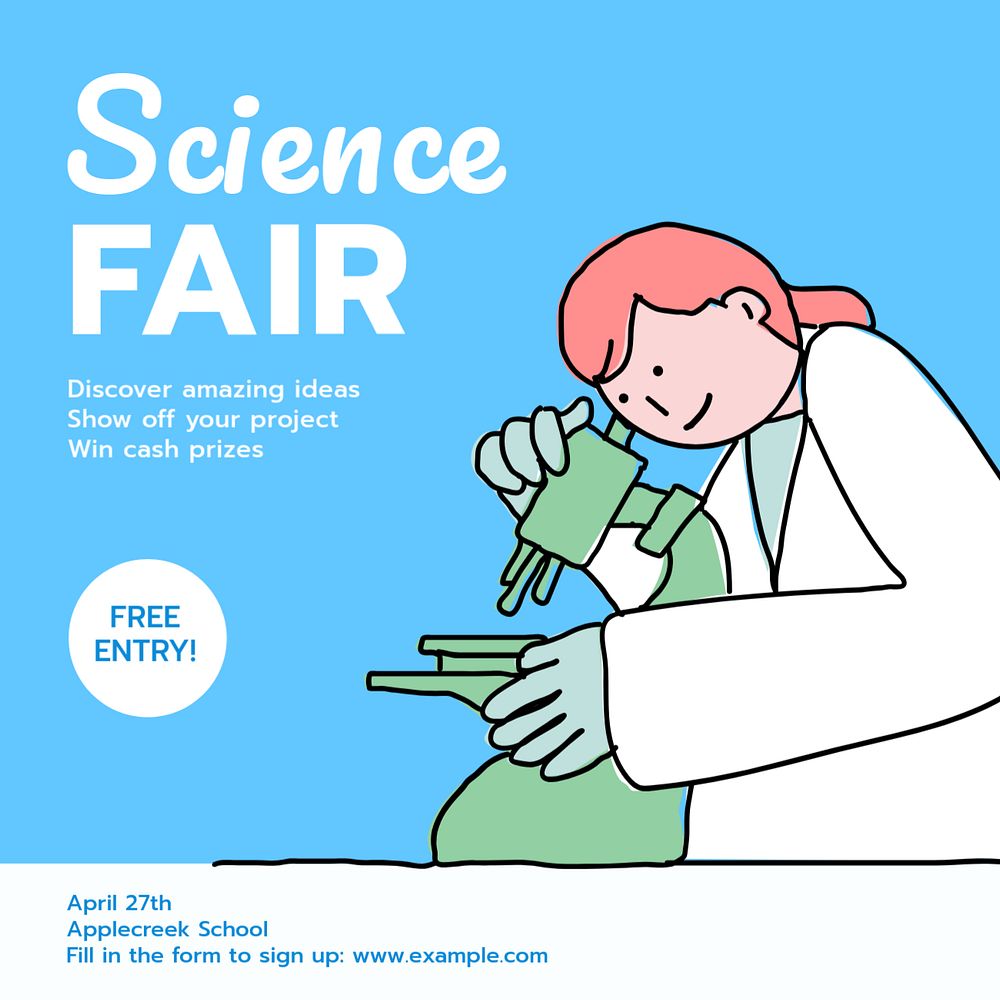 Science fair Instagram post template, editable text