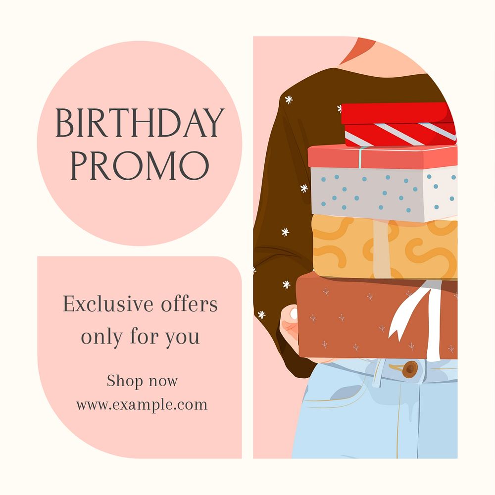 Birthday promo Instagram post template, editable text