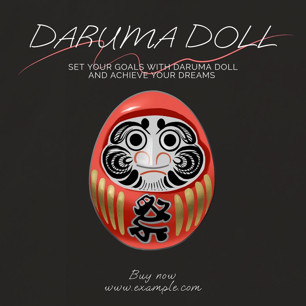 Daruma doll Instagram post template, editable text