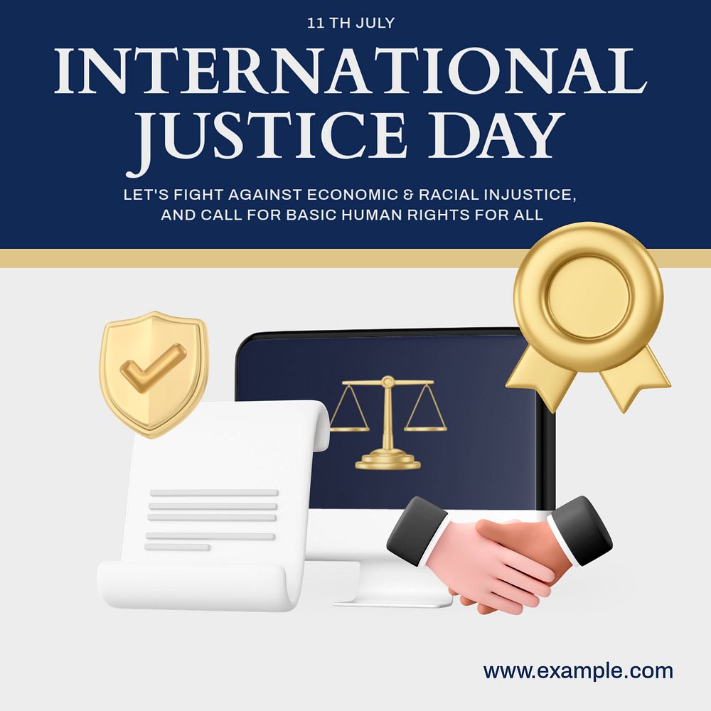 International justice day Instagram post template, editable text