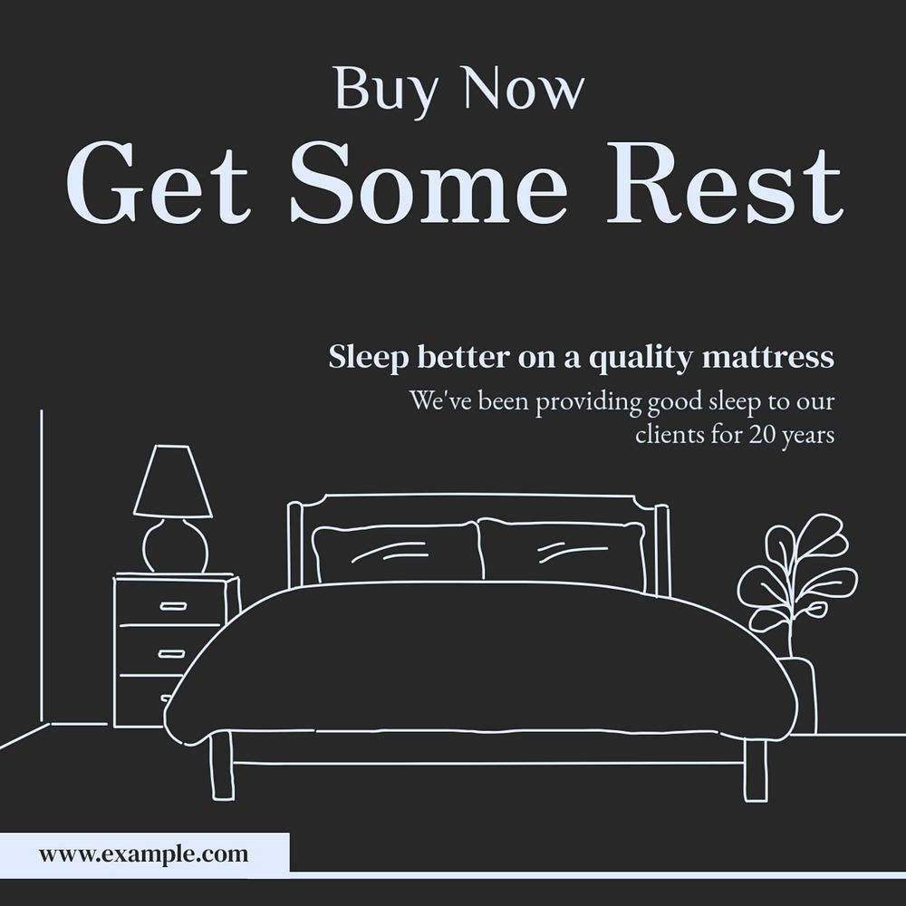 Mattress ad Instagram post template, editable text