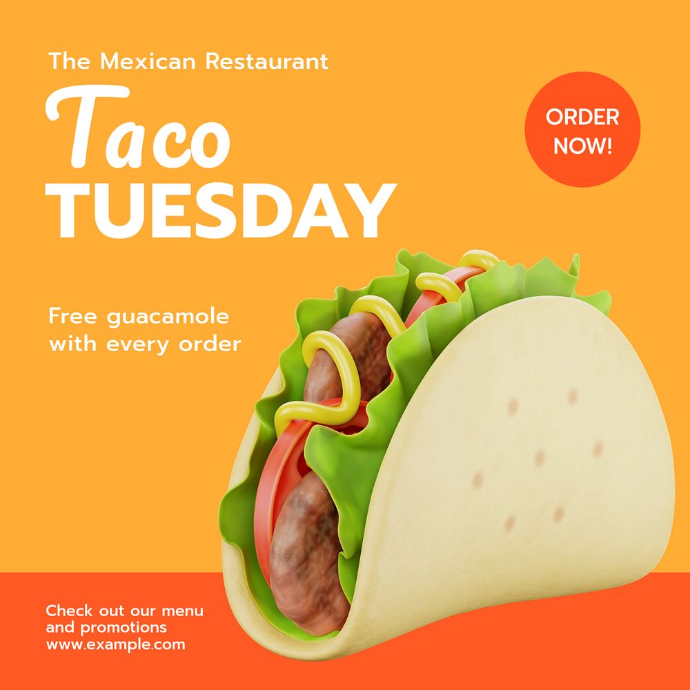 Taco Tuesday Instagram post template, editable text