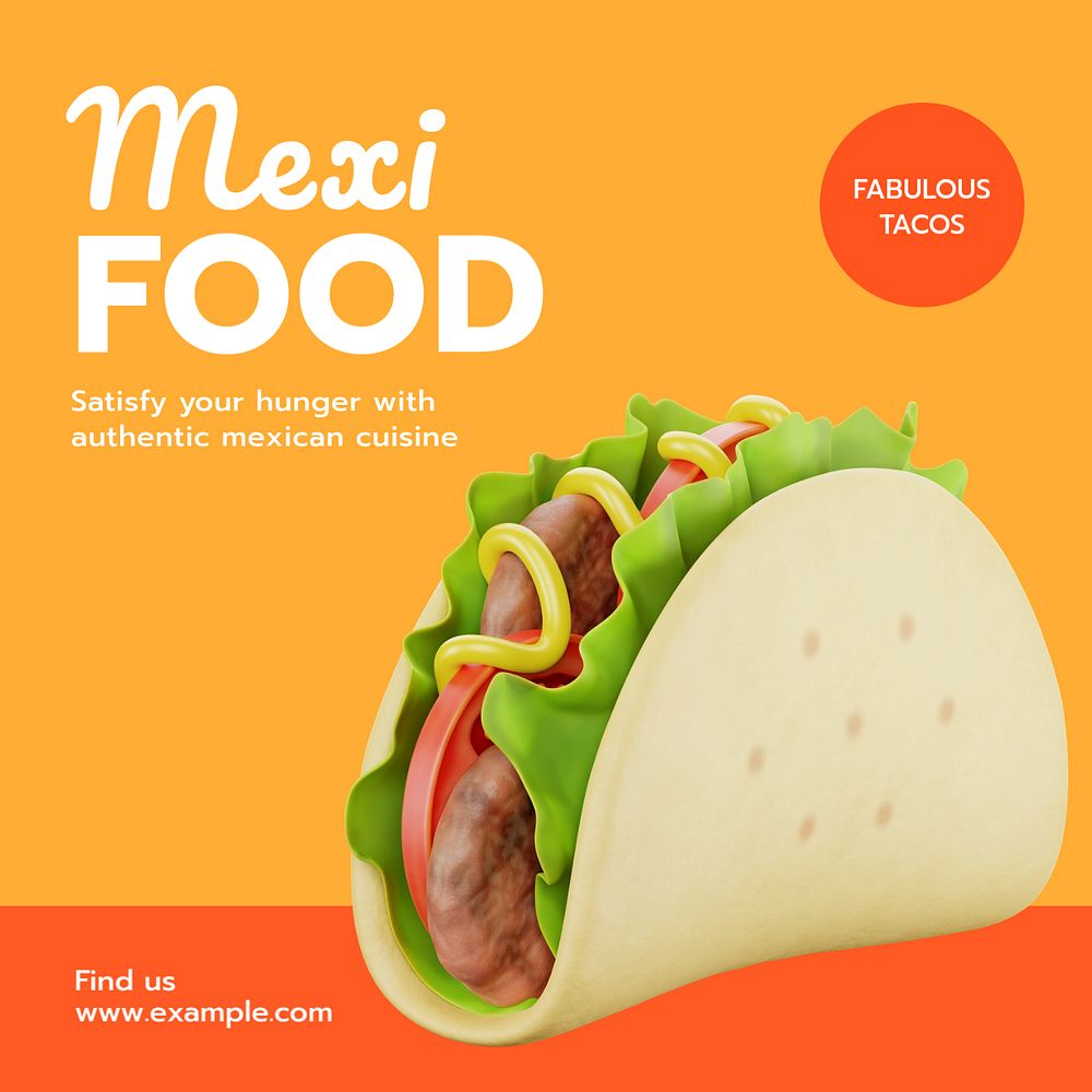 Mexi food Instagram post template, editable text