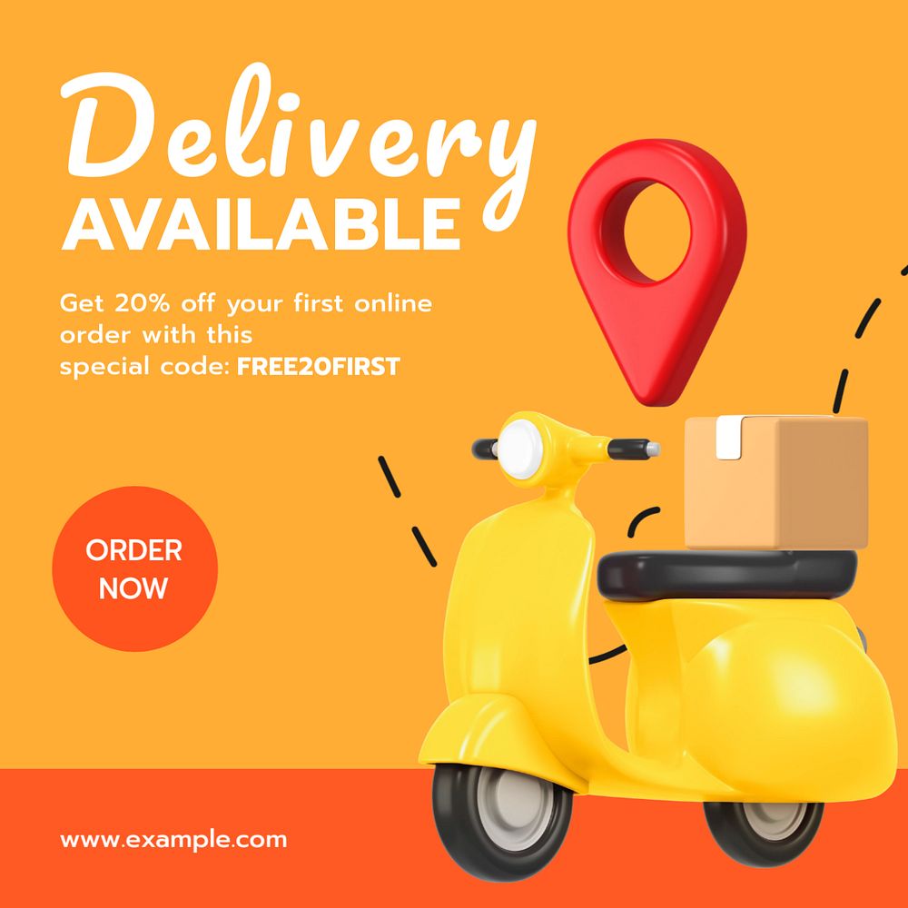 Delivery available Instagram post template, editable text