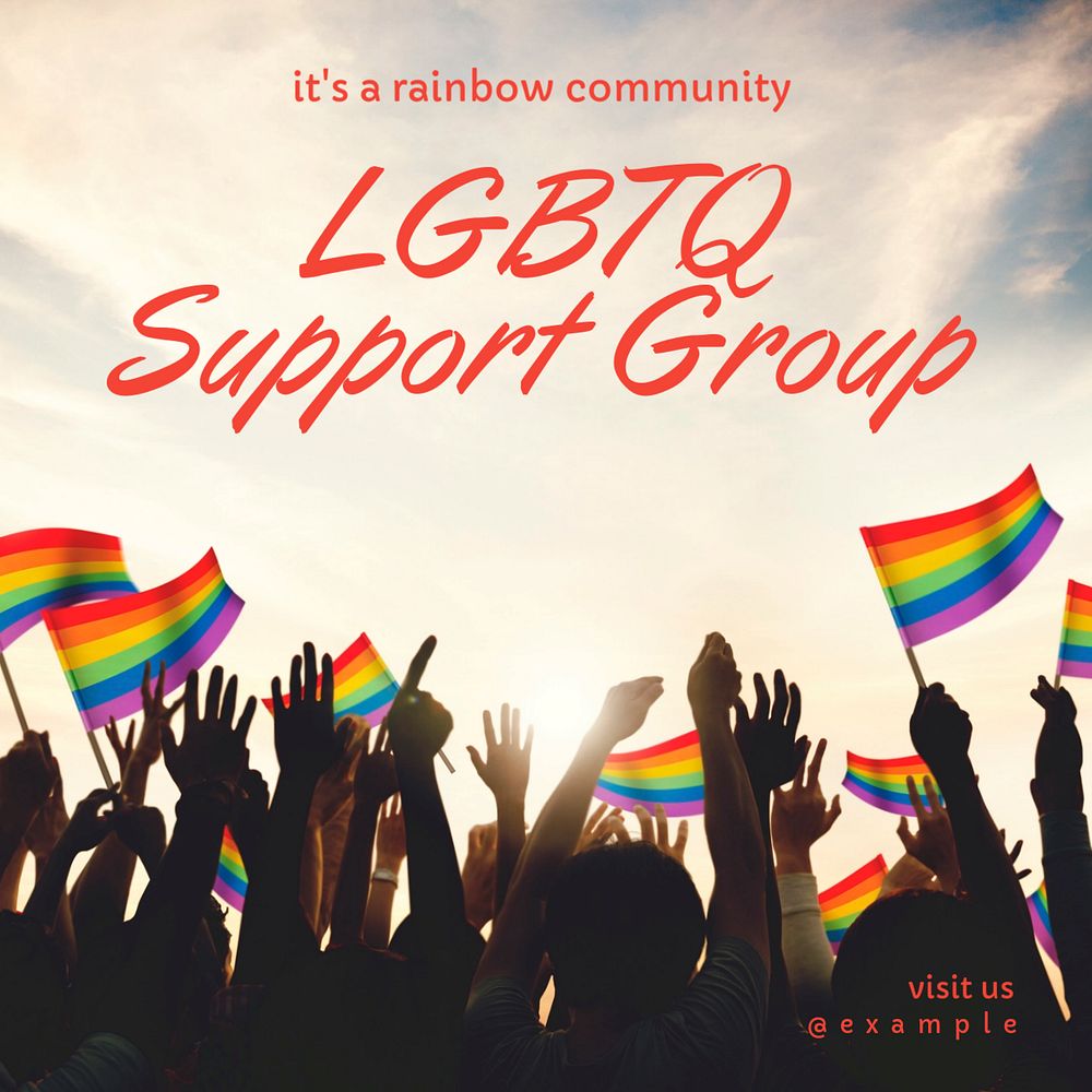 LGBTQ support group Instagram post template, editable text