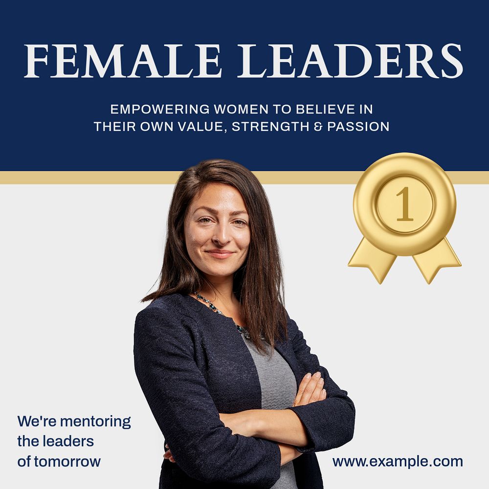 Female leaders Instagram post template, editable text