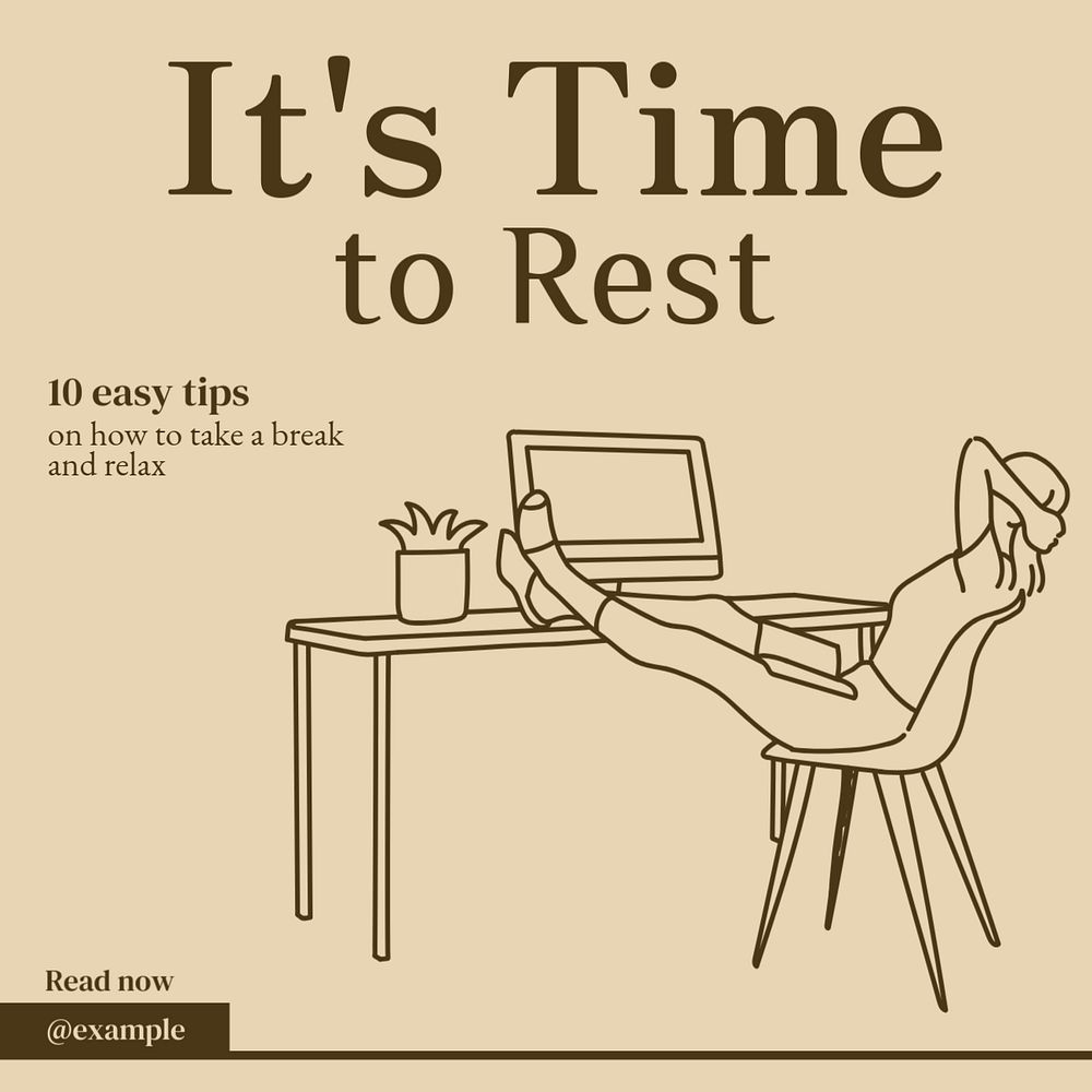 Rest & relax Instagram post template, editable text