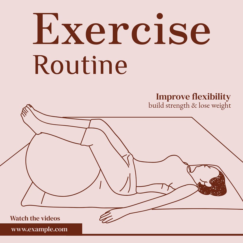 Exercise routine Instagram post template, editable text