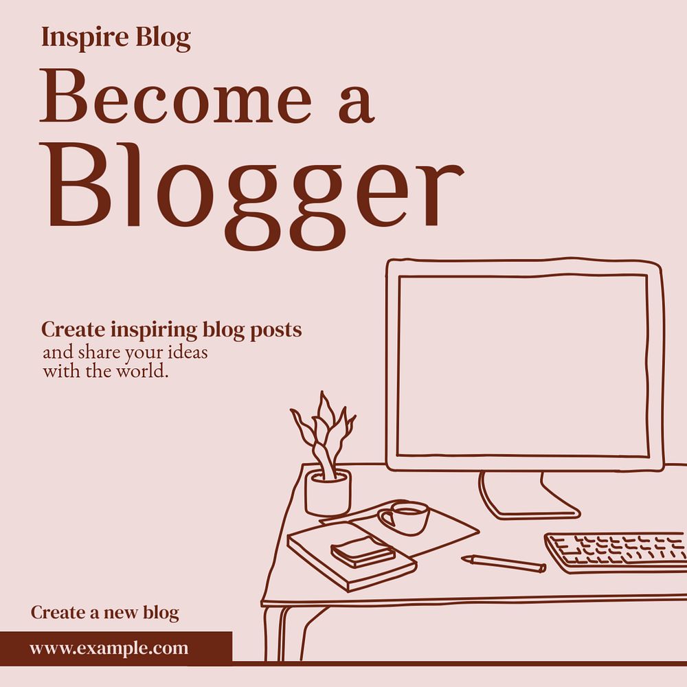 Become a blogger Instagram post template, editable text