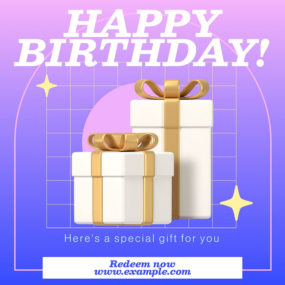 Happy birthday Instagram post template, editable text