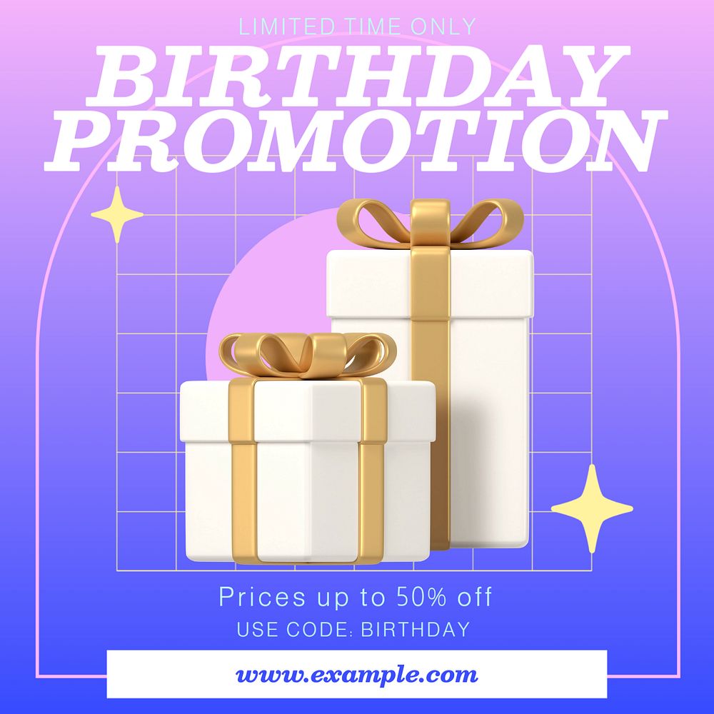 Birthday promotion Instagram post template, editable text