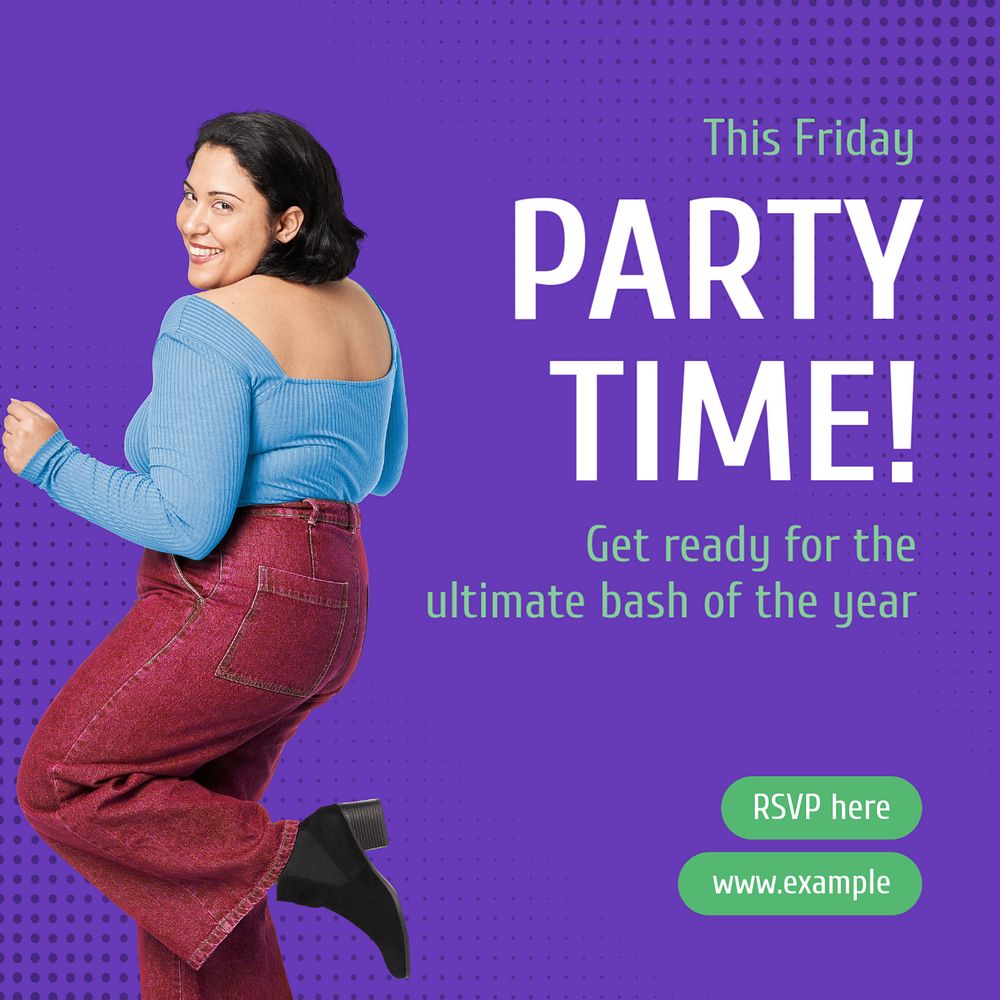 Party time Instagram post template, editable text