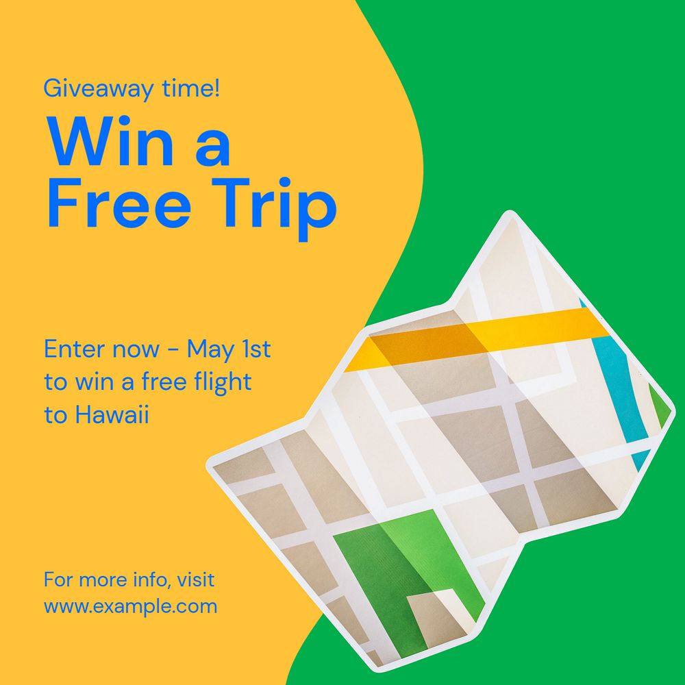 Free trip, giveaway Instagram post template, editable text