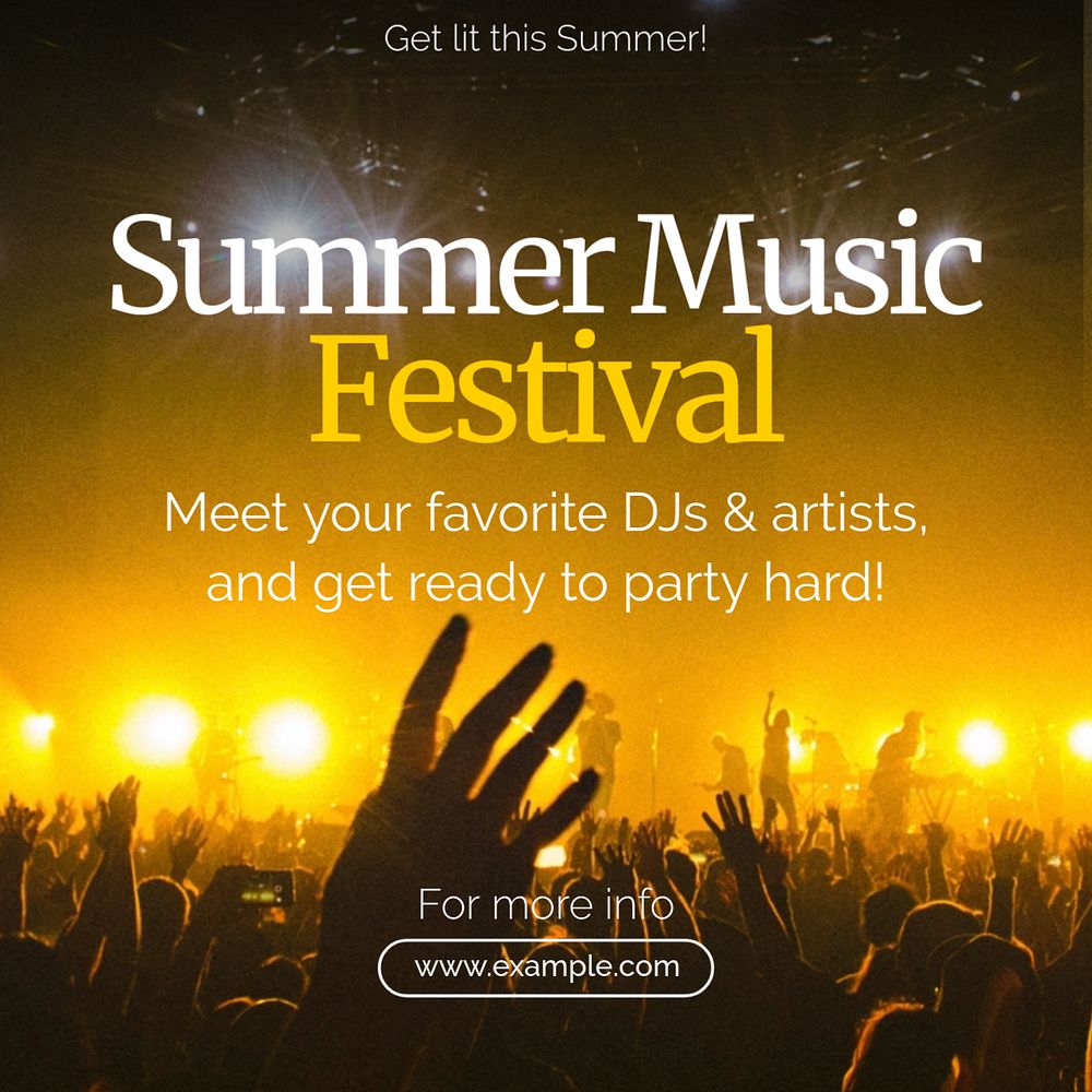 Summer music festival Instagram post template, editable text