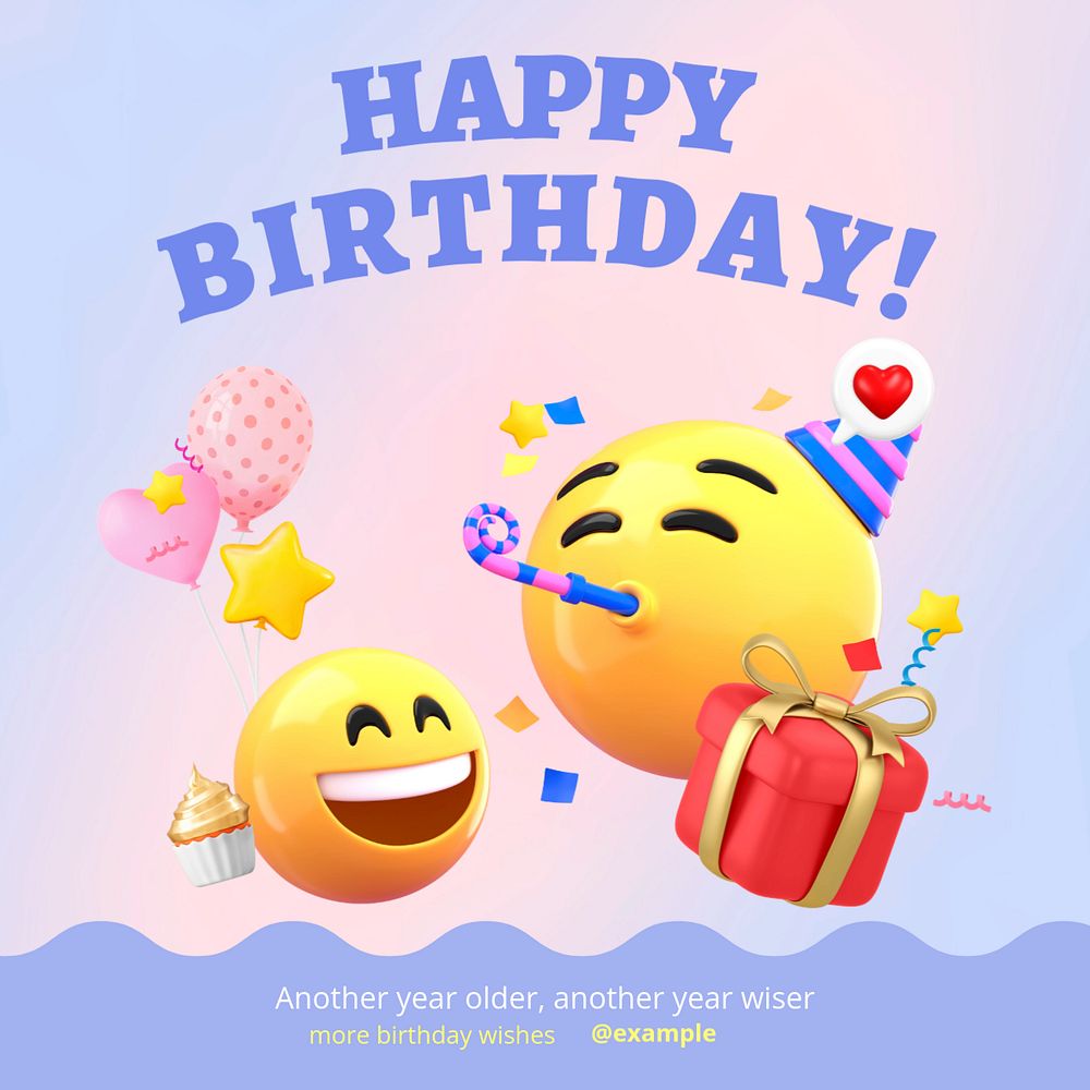 Birthday wish Instagram post template, editable text