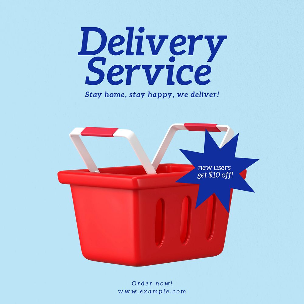 Delivery service Instagram post template, editable text