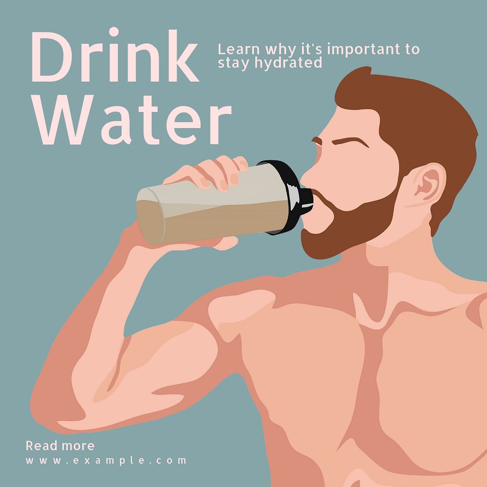 Drink water Instagram post template, editable text