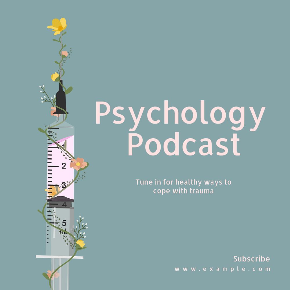 Psychology podcast Instagram post template, editable text