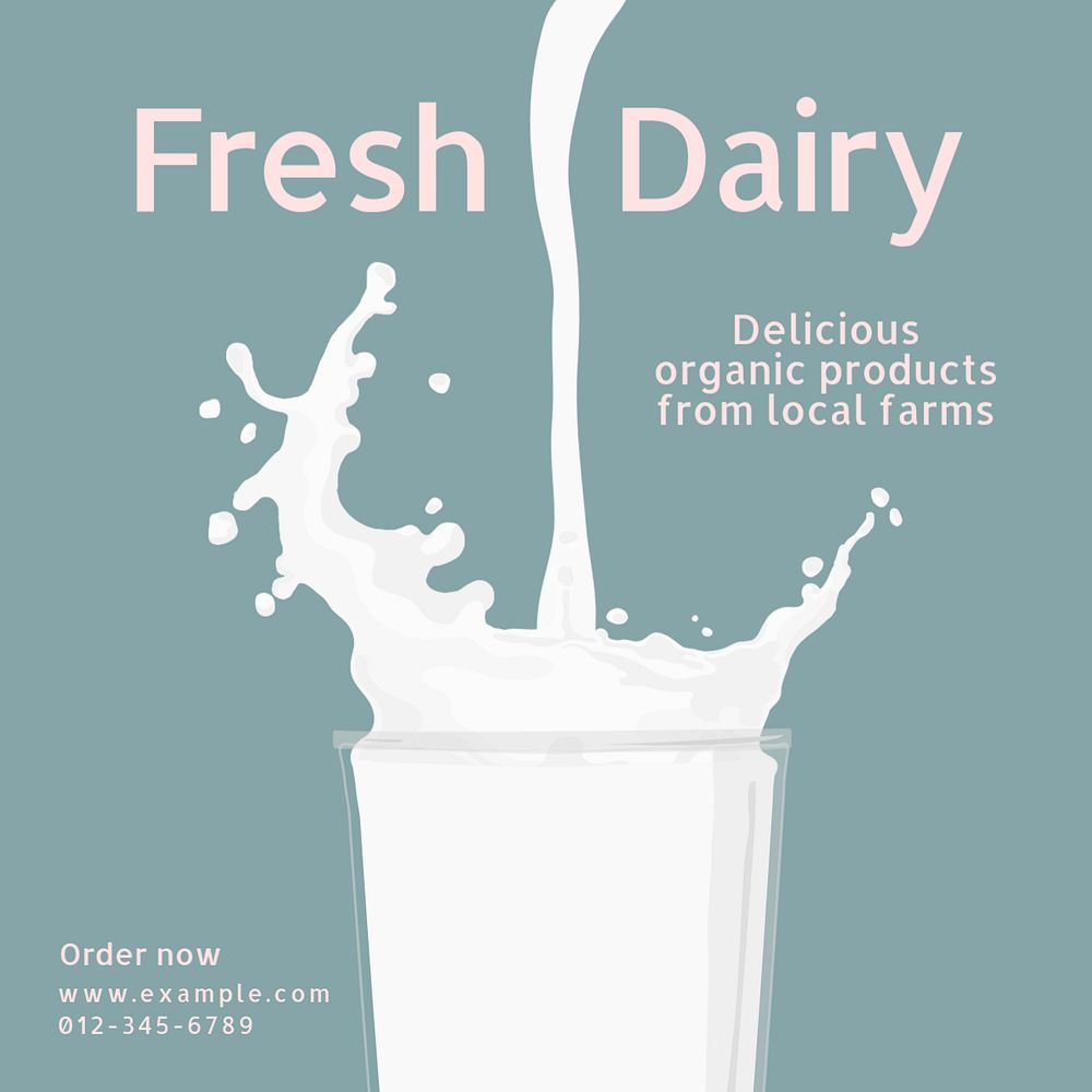 Fresh dairy products Instagram post template, editable text