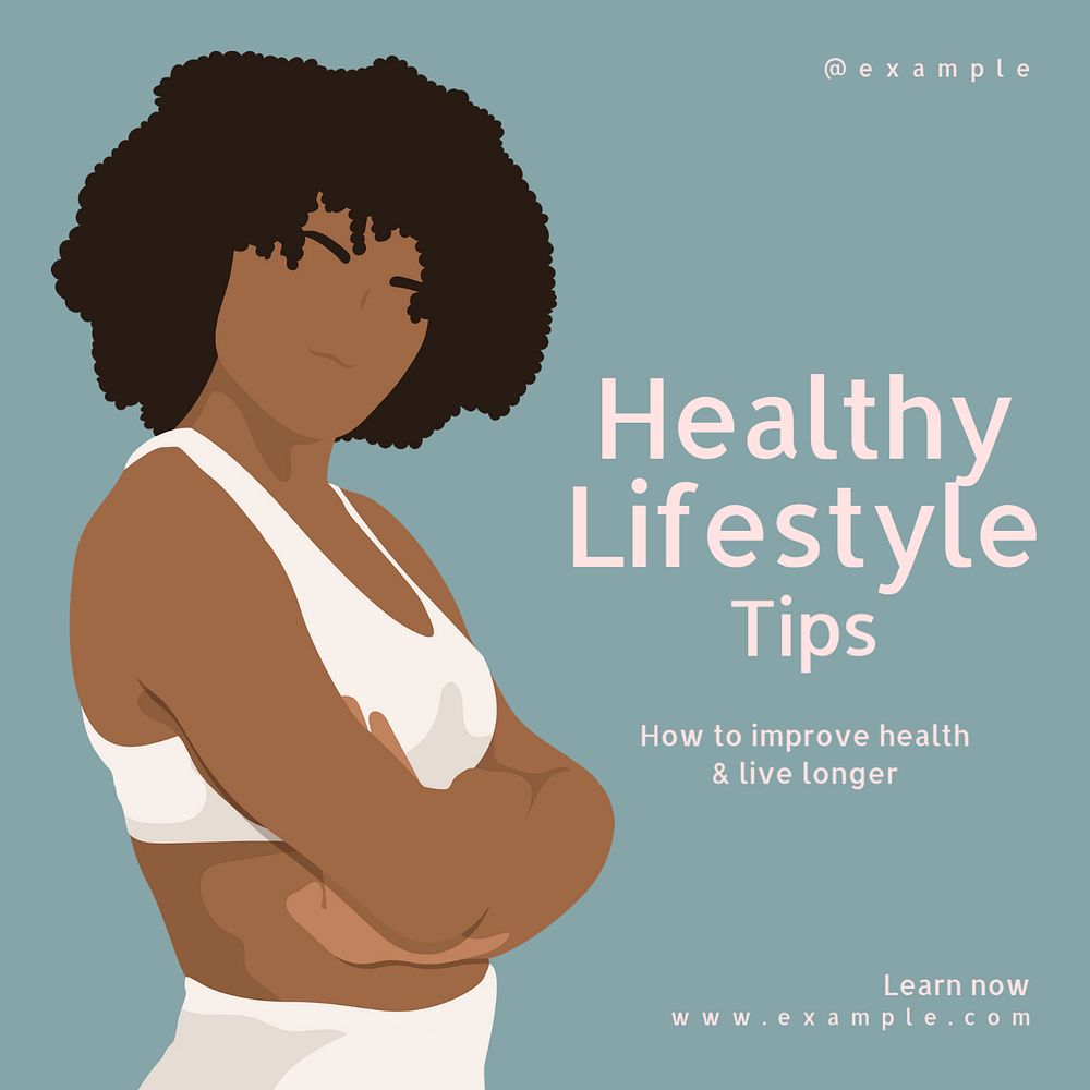 Healthy lifestyle tips Instagram post template, editable text