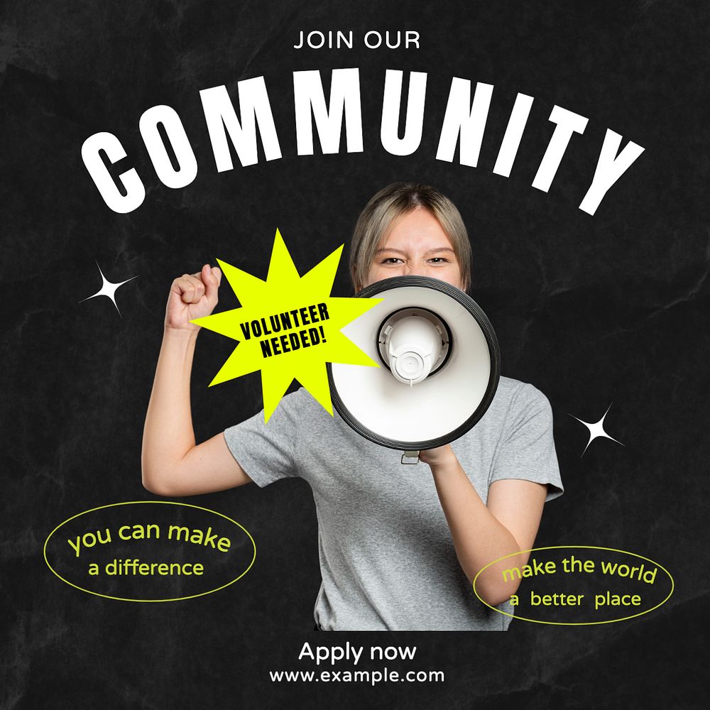 Join our community Instagram post template, editable text