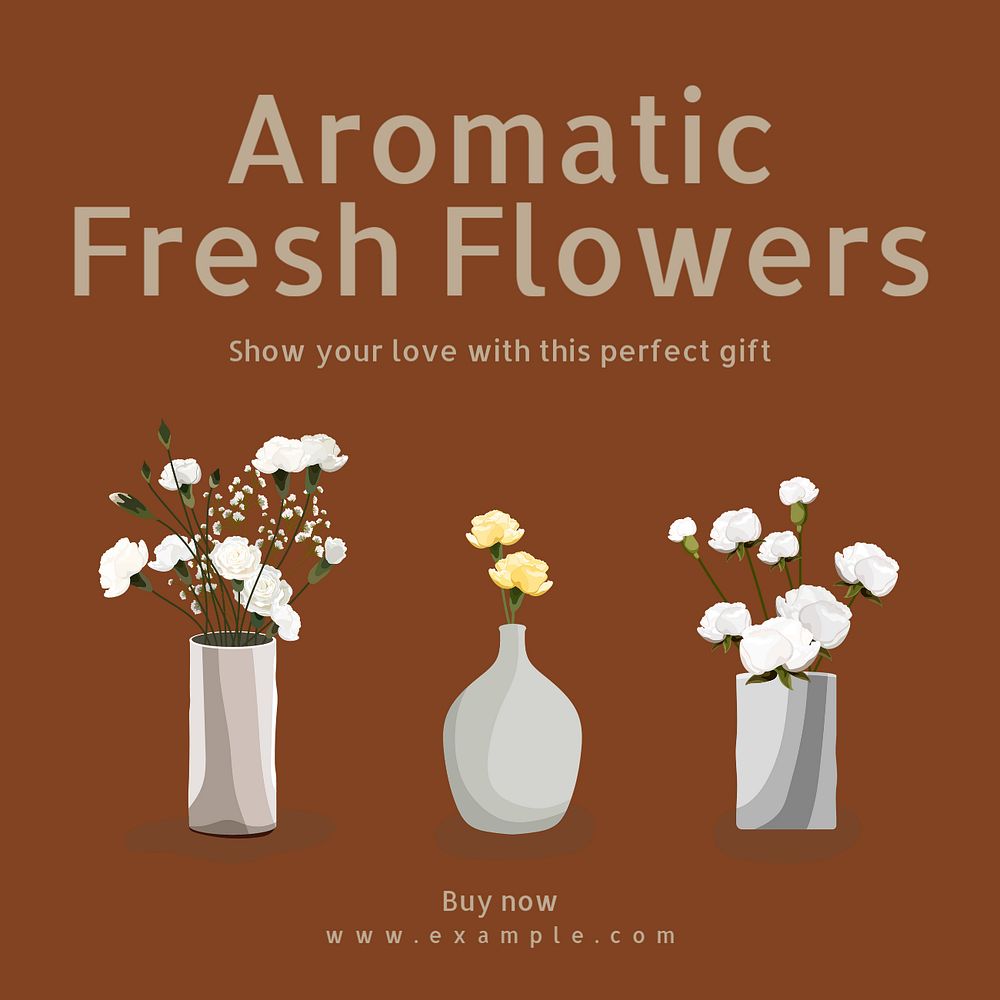 Fresh flowers Instagram post template, editable text