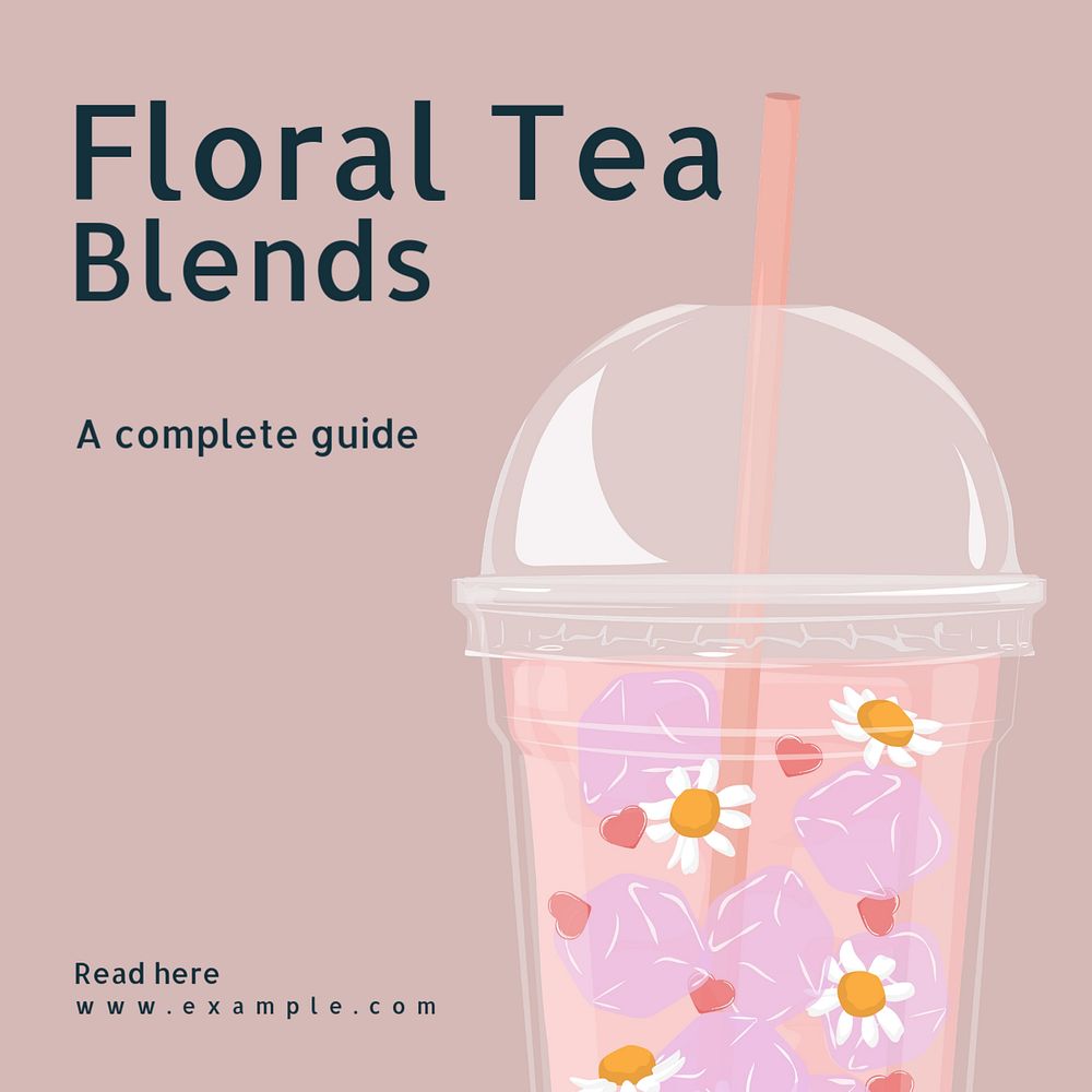 Floral tea blends Instagram post template, editable text