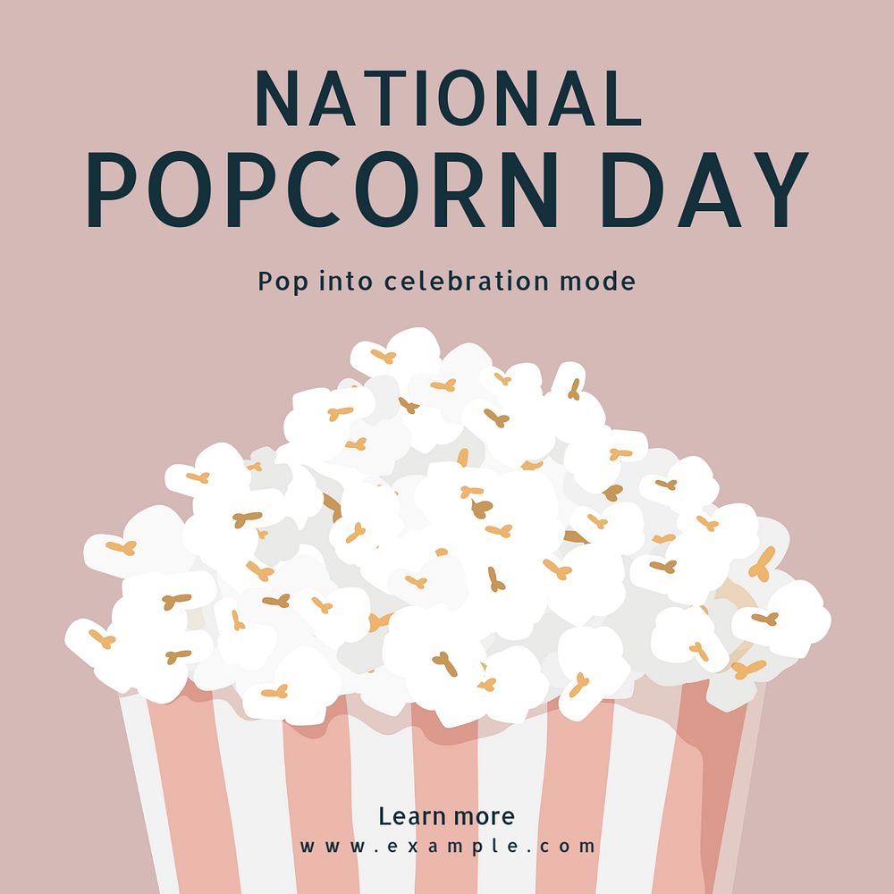 National popcorn day Instagram post template, editable text