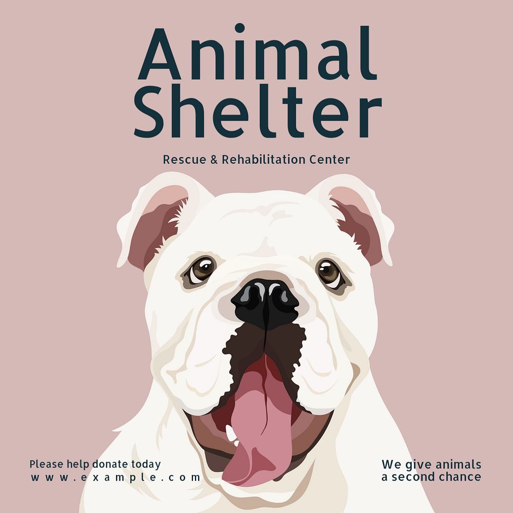 Animal shelter Instagram post template, editable text