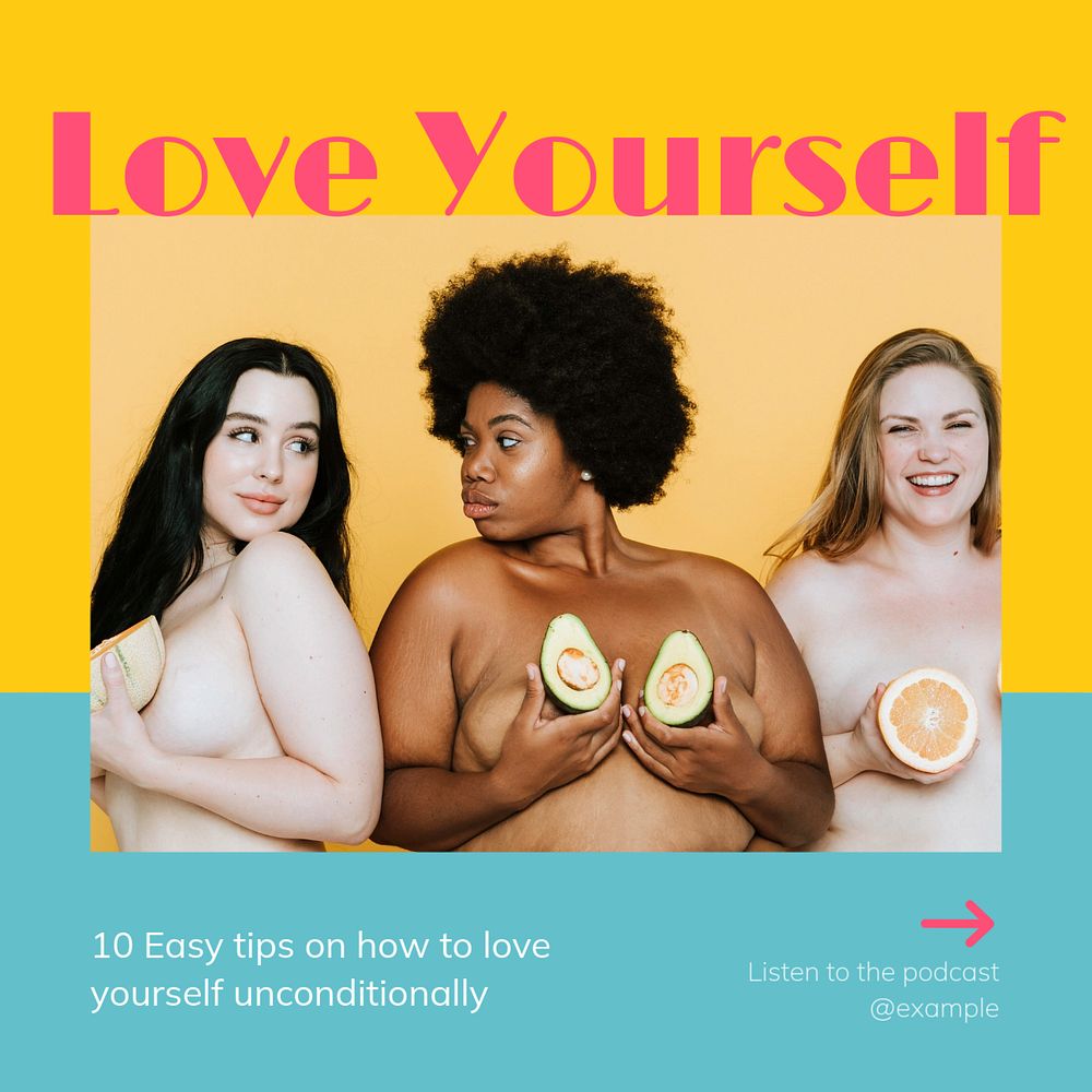 Love yourself Instagram post template, editable text