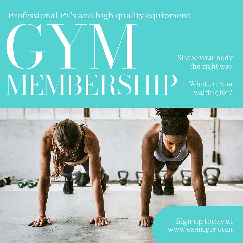 Gym membership Instagram post template, editable text