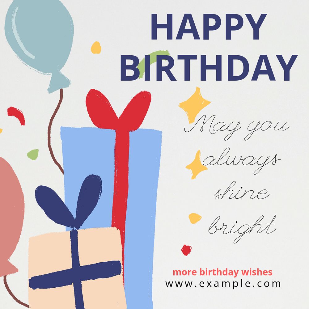 Happy birthday Instagram post template, editable text