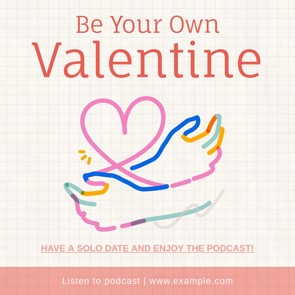 Self-love podcast Instagram post template, editable text