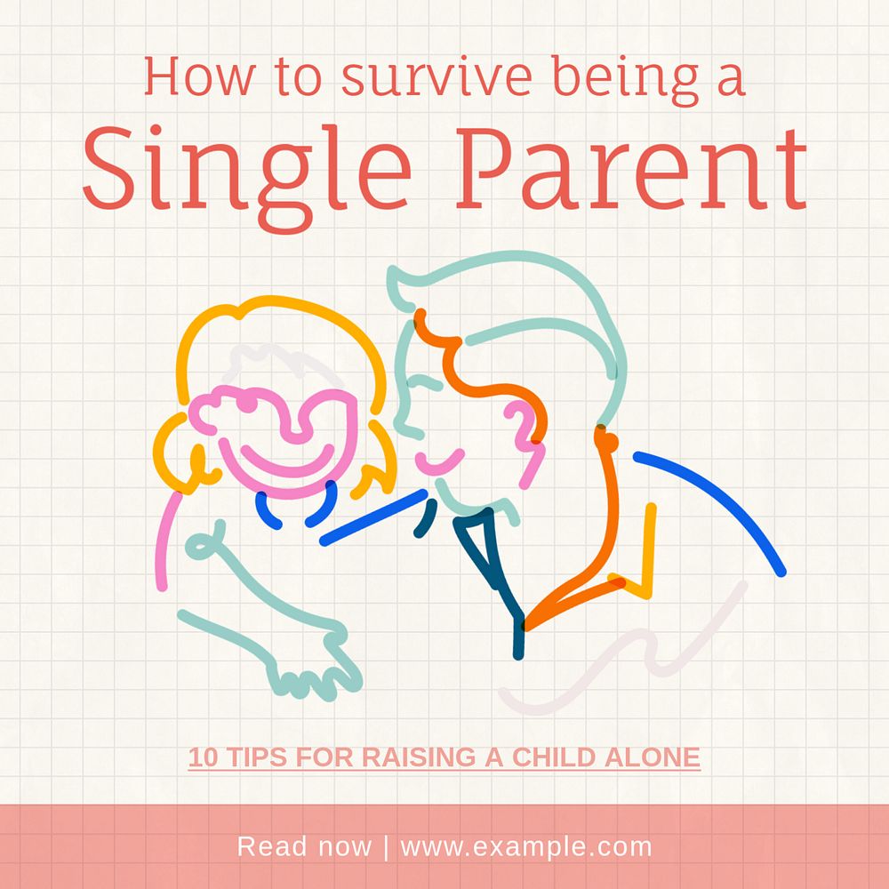 Single parent tips Instagram post template, editable text