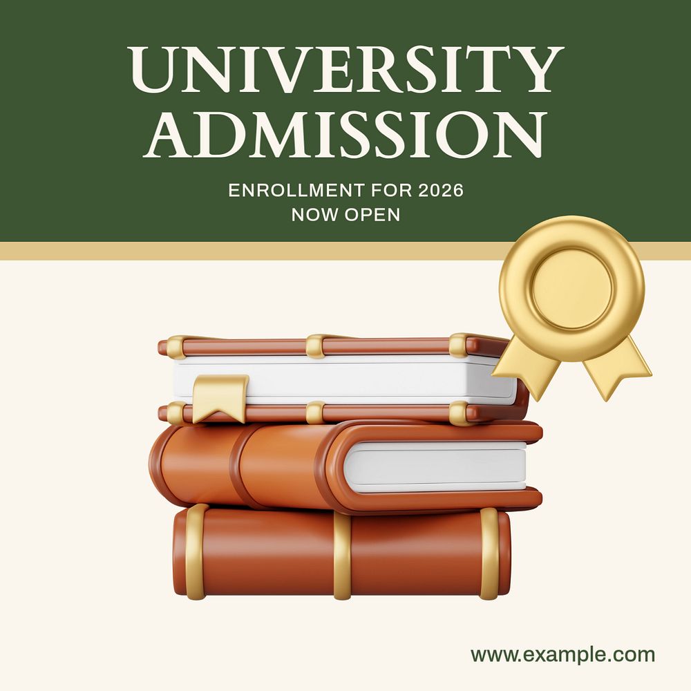 University admission Instagram post template, editable text