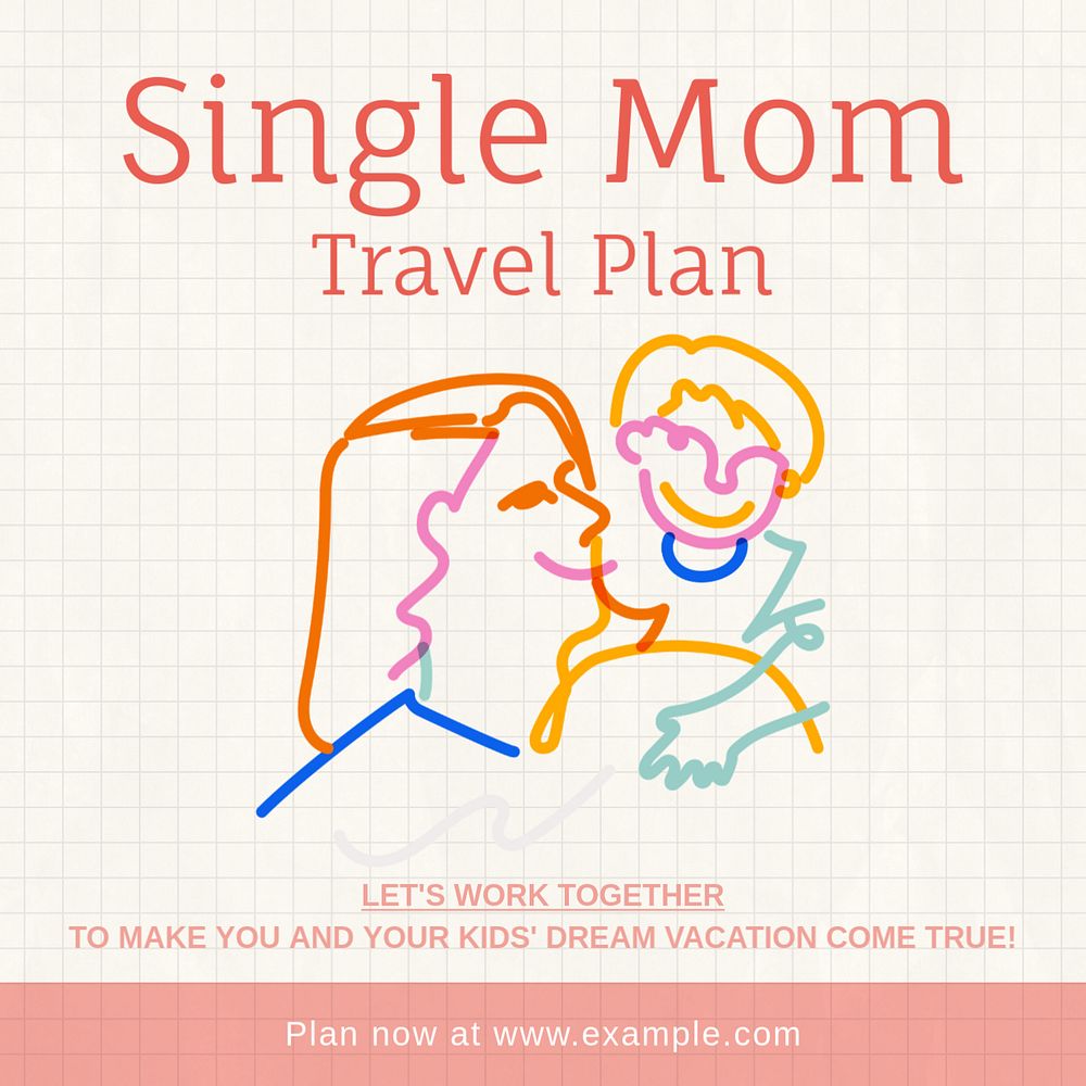 Traveling plan Instagram post template, editable text