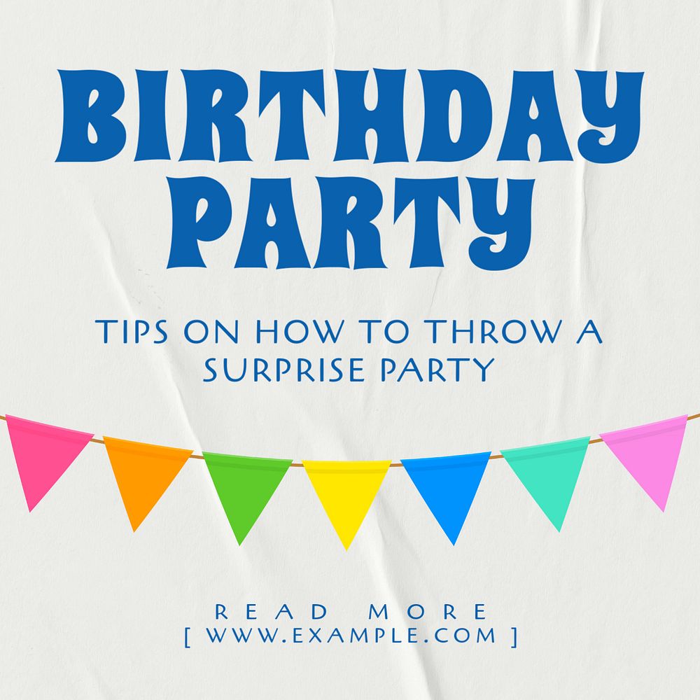 Surprise party Instagram post template, editable text