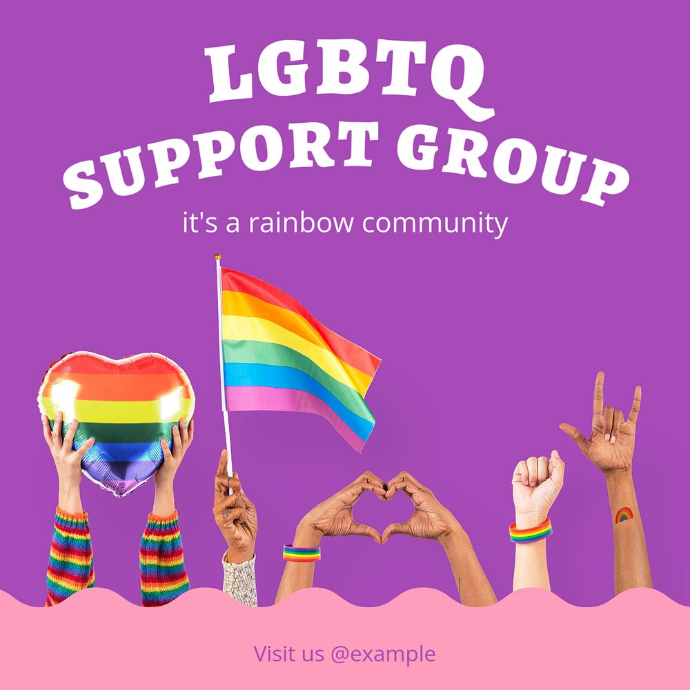 LGBTQ support group Instagram post template, editable text