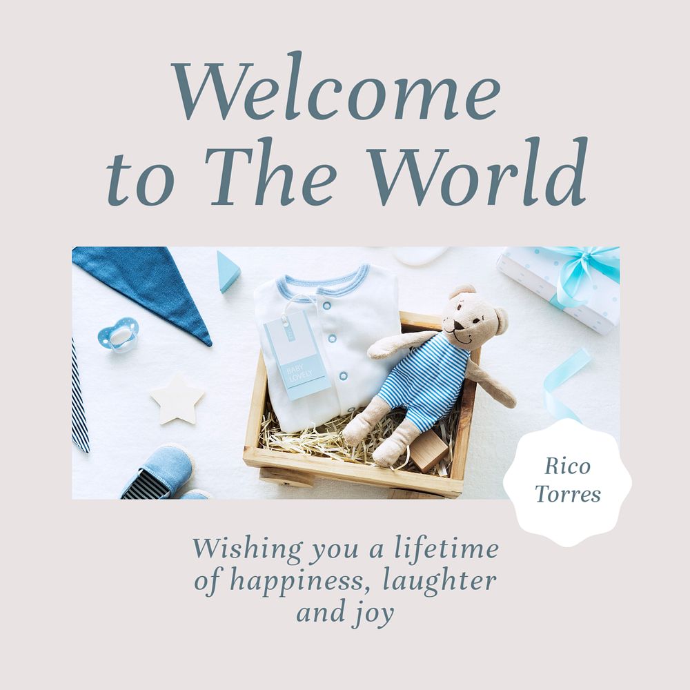 Welcome to the world Instagram post template, editable text