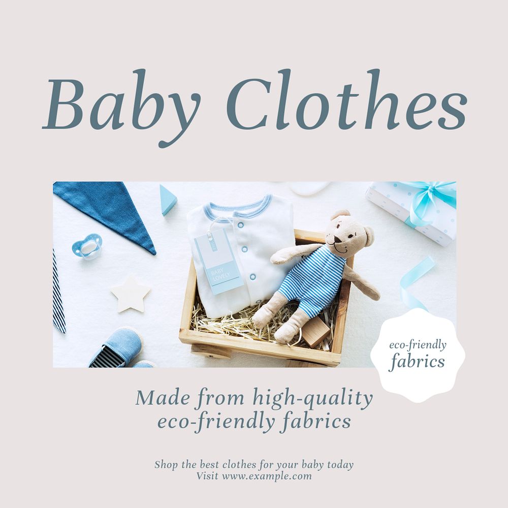 Baby clothes Instagram post template, editable text