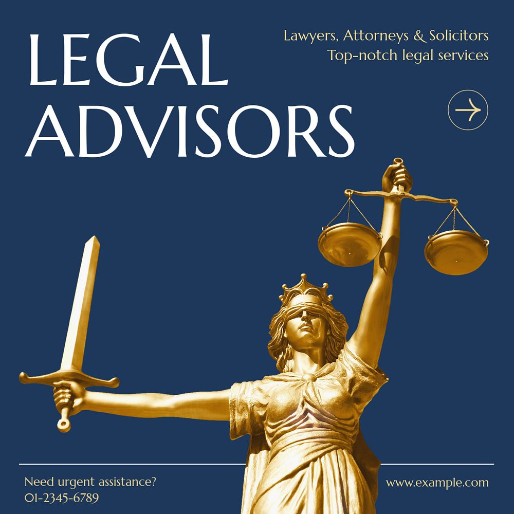 Legal advisors Instagram post template, editable text