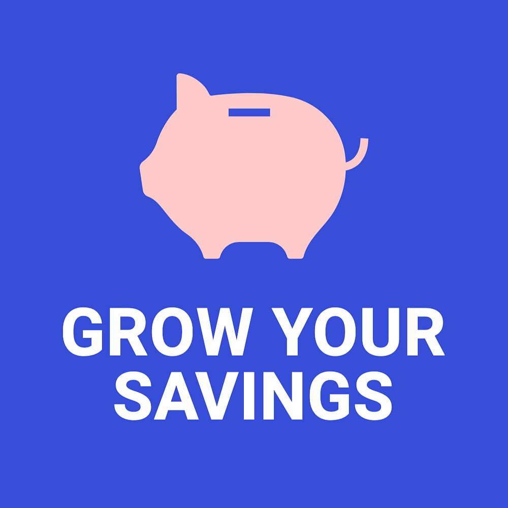 Grow your savings Instagram post template, editable text