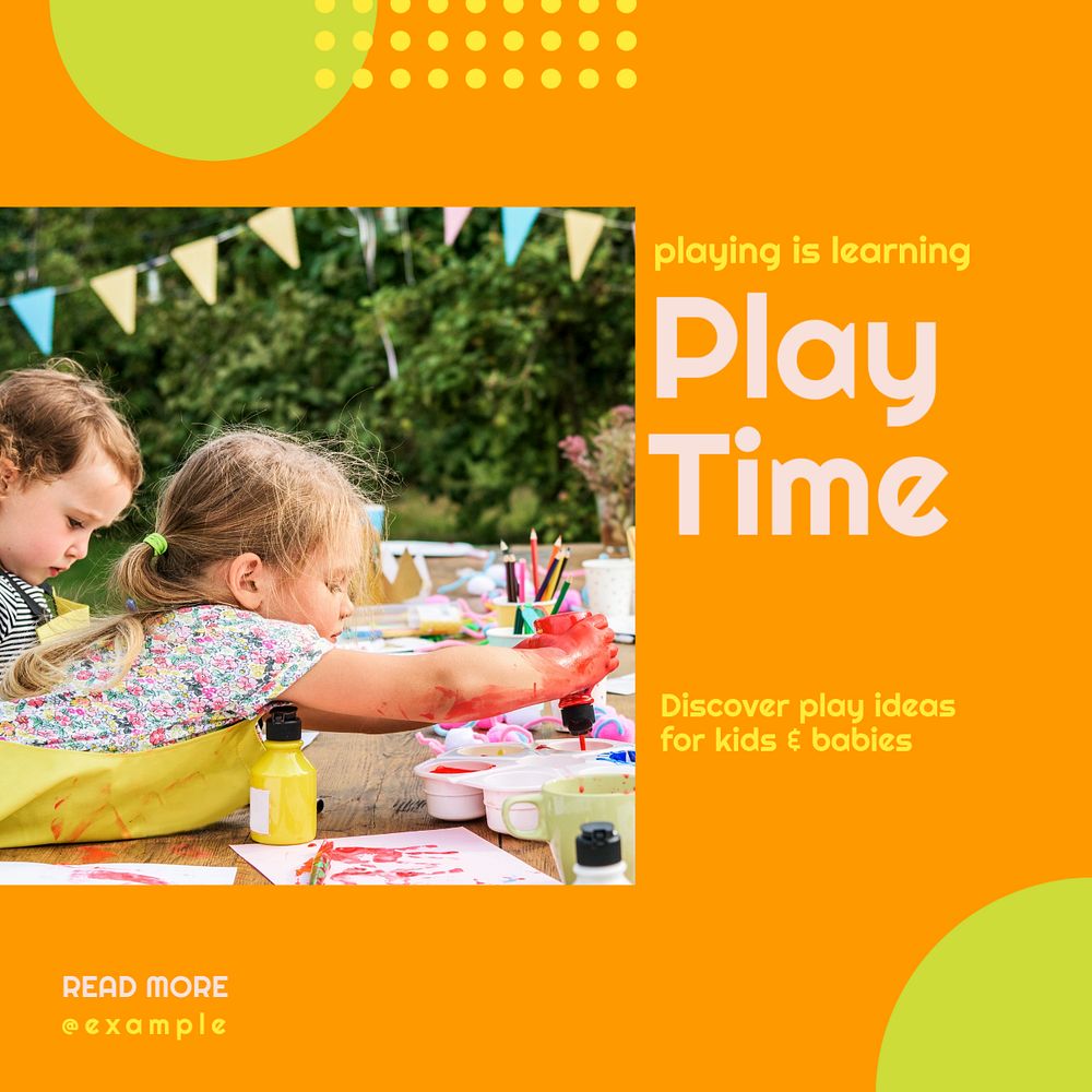 Play time Instagram post template, editable text