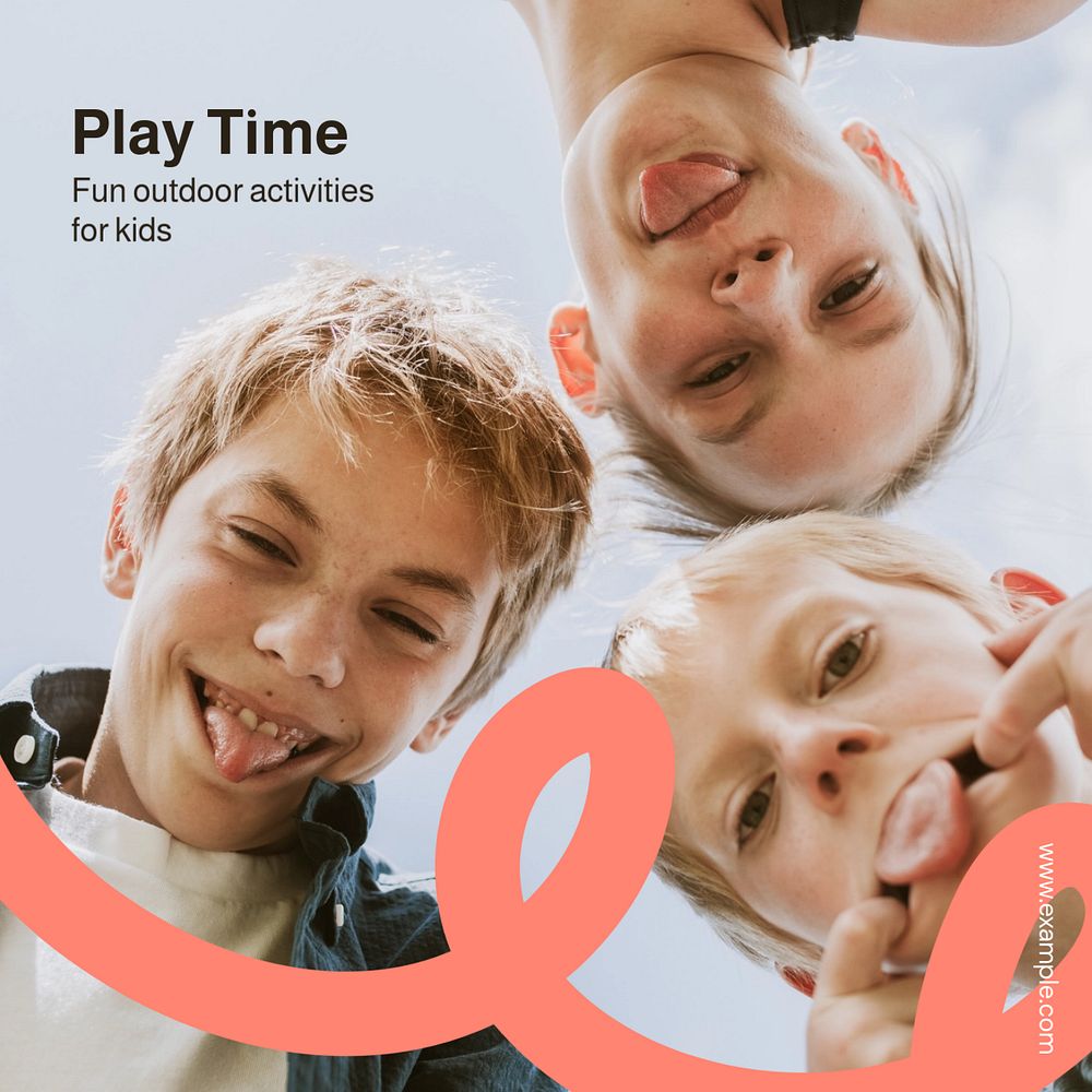 Play time Instagram post template, editable text