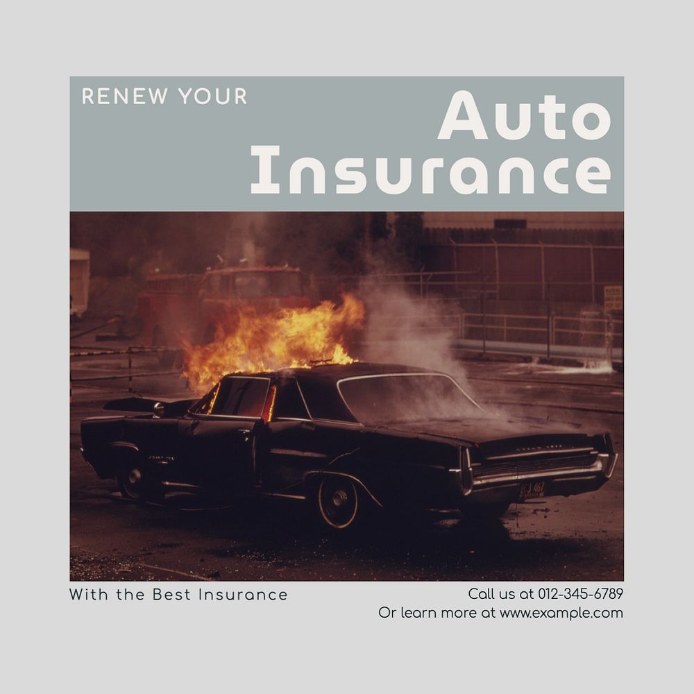 Auto insurance  Instagram post template, editable text