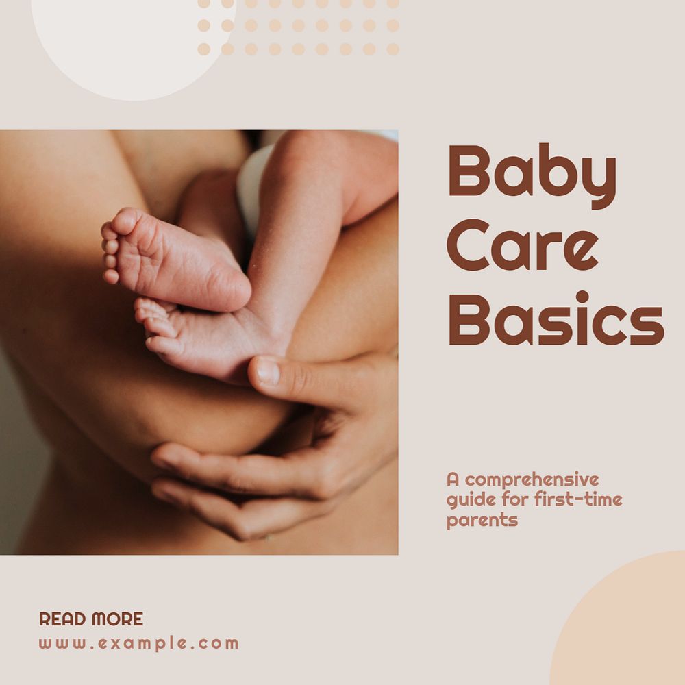 Baby care Instagram post template, editable text